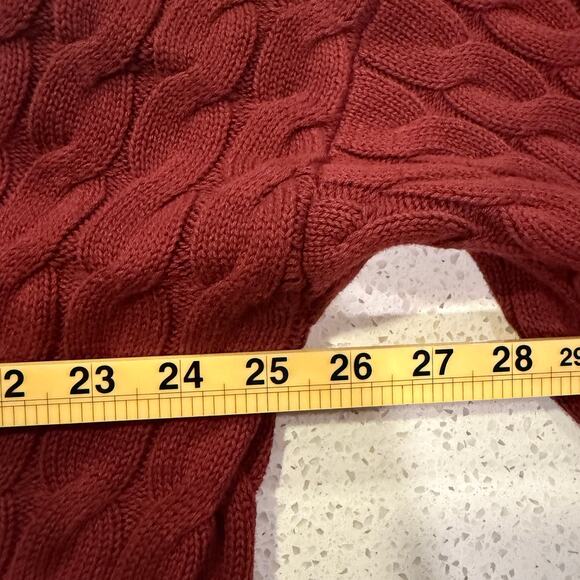 Old Navy Burgundy Cable Knit Cardigan Sweater Women Large Varsity Trim Preppy - Picture 7 of 8